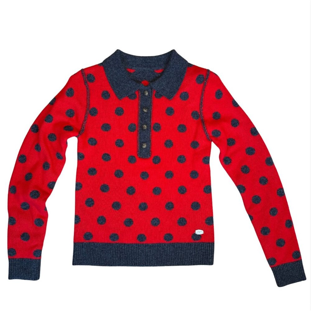 DAMSON MADDER Lia Merino Wool Reversible Polka Dot Sweater NWT $240 Sz 4 - Picture 2 of 7